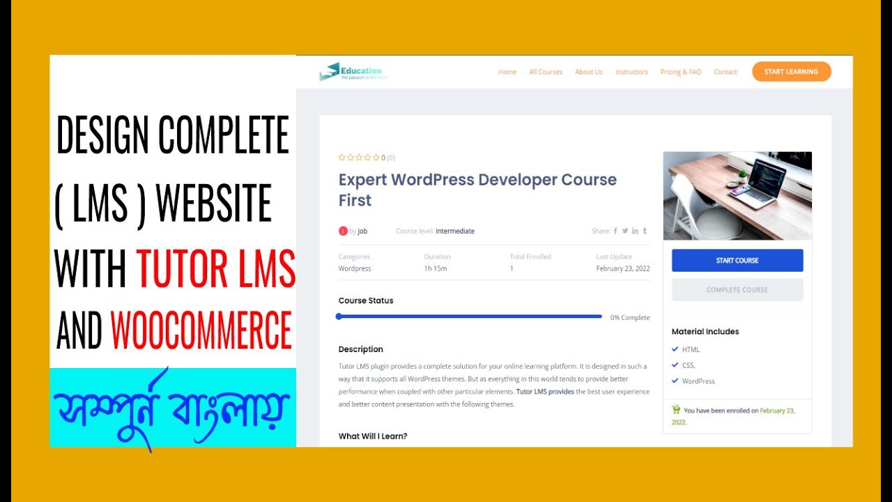 Complete LMS Website with Tutor LMS Pro Plugin | How to Make LMS ...
