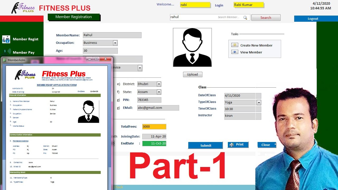 Fitness Member Register Database access P 1 - YouTube
