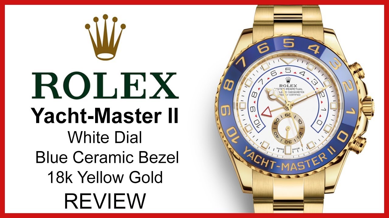 Rolex Yacht-Master II 44mm Yellow Gold White Dial Blue Ceramic Bezel 1 –  Elegant Creations Inc