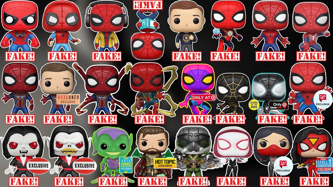 Comparisons of 31 fakes by Funko POP! Spider-Man! 
