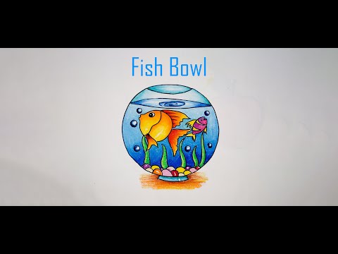 How to Draw a Fish Bowl / Aquarium step by step