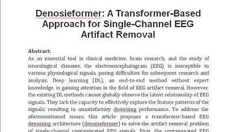 Denosieformer  A Transformer Based Approach for Single Channel EEG Artifact Removal