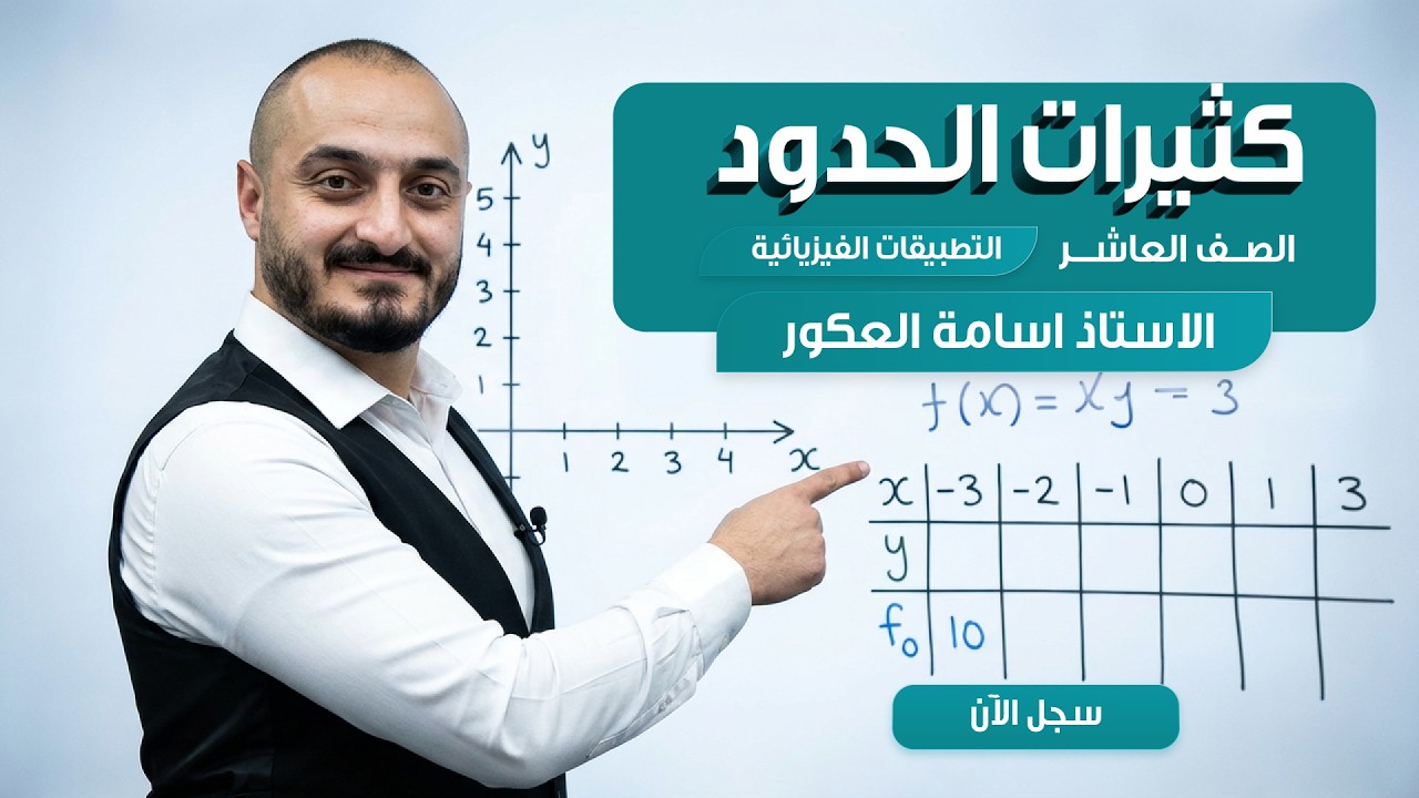 كثيرات الحدود التطبيقات الفيزيائية رياضيات الصف العاشر مع الاستاذ اسامة عكور