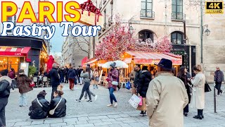 Paris, France 🇫🇷 - 4K PARIS  Pastry Tour Ep1, 10 December 🍰 Paris Walk 🎄 With Captions Postcode Paris France