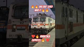 🔥🚂 Valsad Shed WAP-7 Leads Avantika Express 🔥#train #motivation #shortsfeed #shorts #viral #wap7