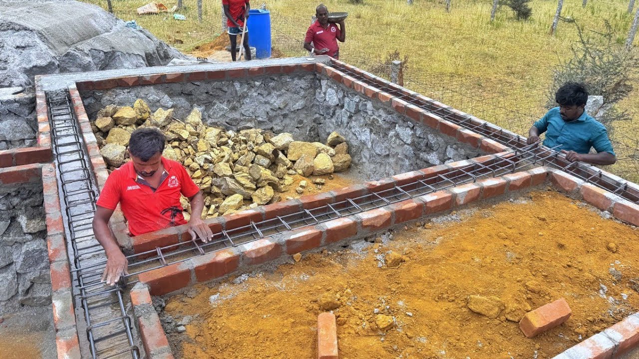 Каменная кладка балок | Методы бетонирования верхнего пояса подвального этажа | Строительство кам...