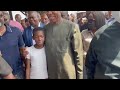 Amaechi converses with boy from Bayelsa during Port Harcourt rail reconstruction inspection