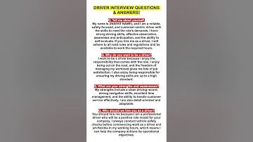 DRIVER Interview Questions and Answers! #driving #driverinterview