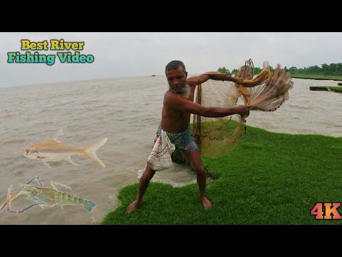 best cast net fishing in beautiful river - amazing fishing video - amazon fishing