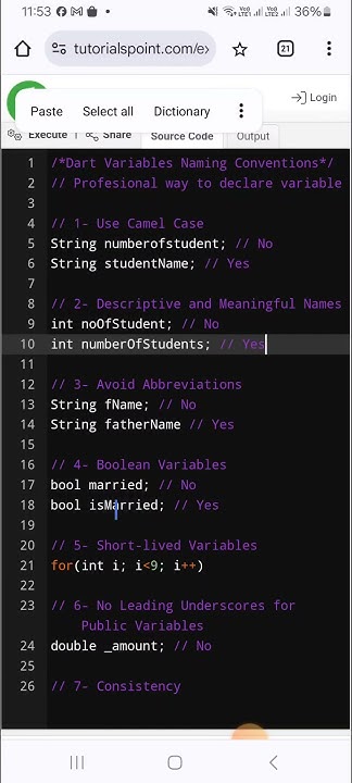 #005- Dart Programming | Flutter Codes || Variables Naming Conventions ...