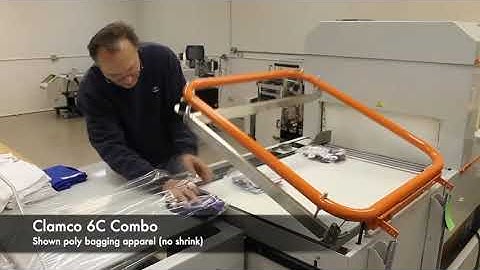 Clamco 6C Combo - Shown Poly Bagging Apparel at a rate of over 700 packs/hr