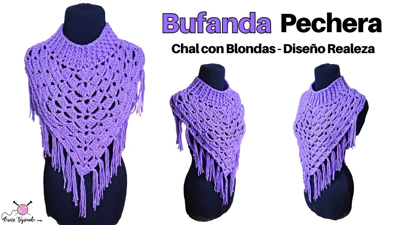 🟣 Tejidos ORIGINALES elegantes a GANCHILLO ✨ Cuello Bufanda tipo pechera a crochet