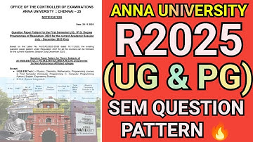 Anna University Regulation 2025 Question Paper Pattern🔥#annauniversity #questionpattern #r2025#ug#pg