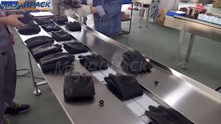 Down paper flow pack machine for glove with hole at sealing majorpack