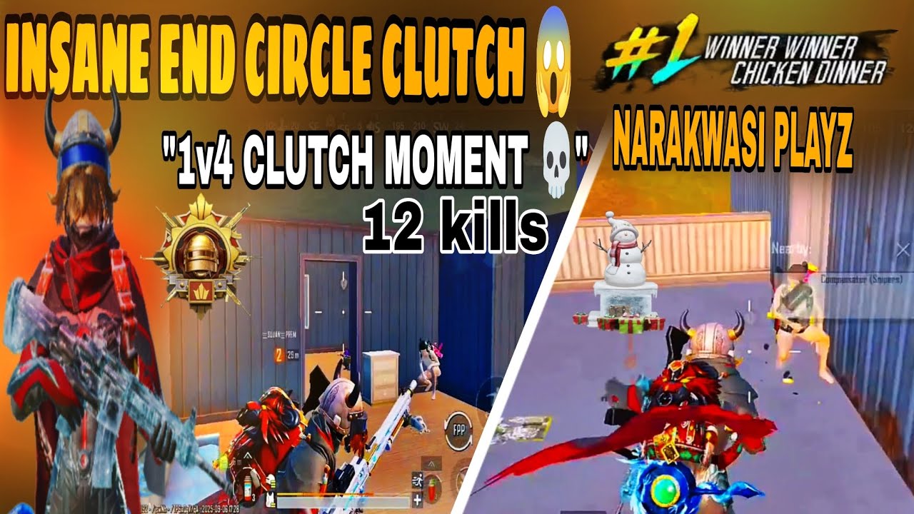 EPIC 1v4 CLUTCH IN LAST CIRCLE 💀 | BGMI Montage | 12 Kills"last zone ...