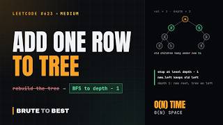 LeetCode #623: Add One Row to Tree, BFS to Depth Minus One