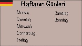 Almanca Günler , Haftanın Günleri + Pratik - DIE TAGE DER WOCHE Resimi