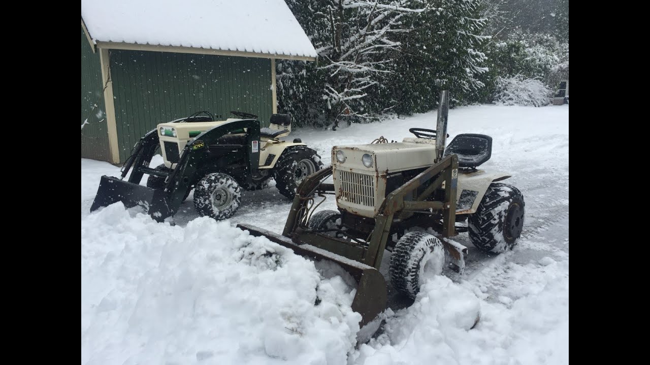 Moving snow with vintage garden tractors - December 2021
