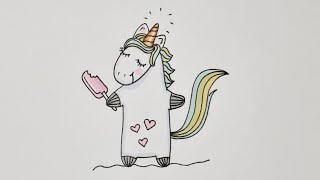 Как нарисовать ЕДИНОРОГА С МОРОЖЕНЫМ/How to draw a UNICORN With ICE CREAM