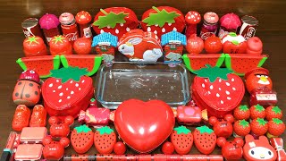 Series Red Strawberry Slime Mixing Random Things Into Clear Slime Satisfying Slime Videos