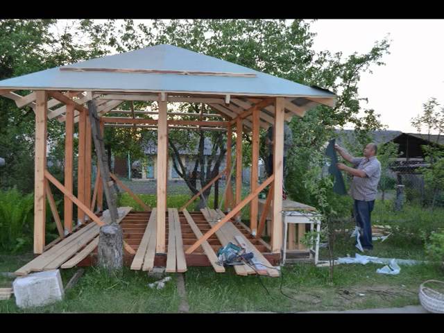 Тёплая беседка своими руками с камином