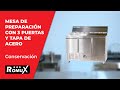 Vídeo: Mesa Fría de Preparación de 3 Puertas de 136x70 cm para 8 Cubetas GN 1/6 con Encimera y Tapa de Acero ®Romux