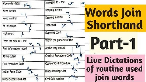 Routine Words Join Shorthand I part 1 I live dictations of routine use join words