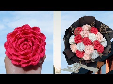 Cách làm hoa hồng xoắn giấy nhún chi tiết cho người mới bắt đầu  | Vương Hân flower Bmt | Foci