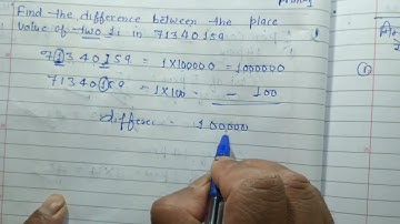 Find the difference between the place value of two1 in 71340159