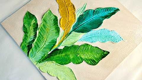 Green banana leaves 3D texture painting | DIY Wall Art Decor | Survi Art tutorial