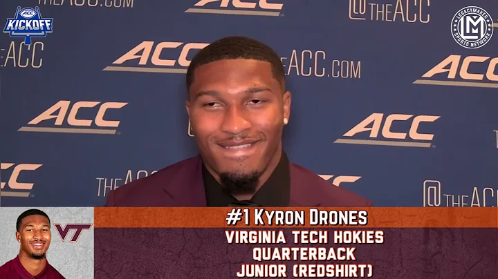 Virginia Tech Hokies Quarterback Kyron Drones speaks at the 2024 ACC Kickoff