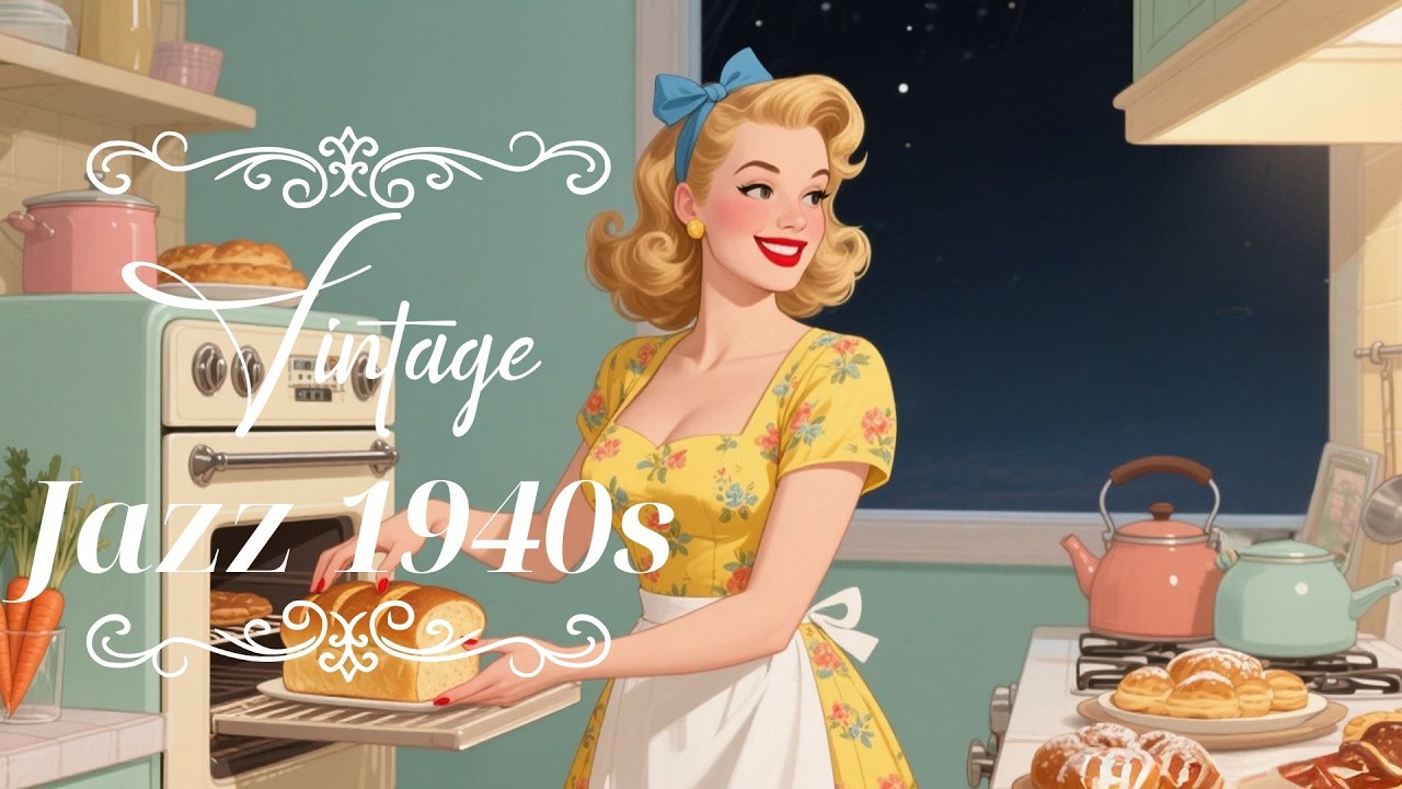 1940s Retro Kitchen ❤️ Sweet Baking Nights & Vintage Jazz Mood
