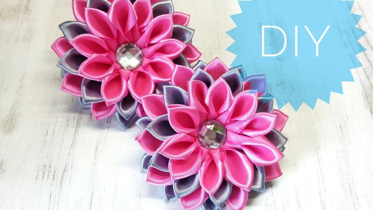 Канзаши для начинающих/Простой цветок канзаши - YouTube