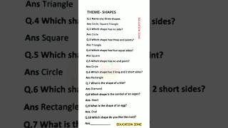 Theme : SHAPES | Question/Answer for Nursery/L.K.G/U.K.G/Ist | EDUCATION ZONE | @EducationZone31