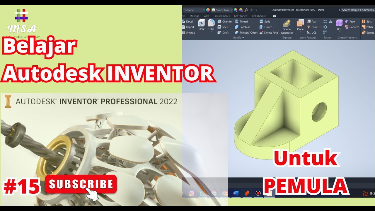Tutorial Inventor 15 | 3D Model Basic for Beginner (Exercise 15 ...