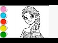 How to Draw Cute Elsa Frozen | Easy Drawing &amp; Coloring for Kids &amp; Toddlers | Let’s Draw Together