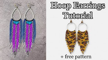Native American Style Fringe Beaded Earrings | Easy to make hoop earrings | Brick stitch tutorial