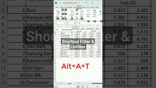Shortcut Filter Dan Unfilter #shortsexcel