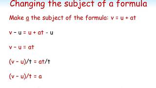 How to Change the Subject of a Formula - Rearranging Algebraic Equations