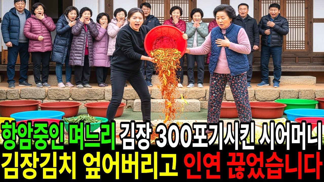 항암중인 며느리 김장김치 300포기 시킨 시어머니 김치 엎어버리고 인연 끊었습니다.