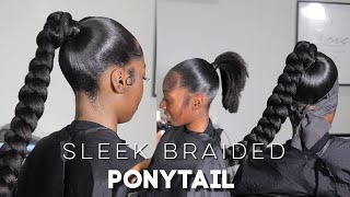 Sleek Mid High Braided Ponytail!| Natural Mold| Iamroxybennett Ponytails