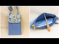 DIY スマホポーチ 簡単作り方 How to make a smartphone pouch ファスナーポケット付き　カードポケット付き　スマホポシェット　スマホケース作り方