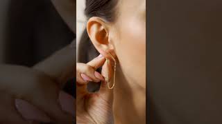 Golden Cascade 925 Sterling Silver Stud Earrings with Drop Chain Look