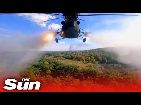 Ukrainian combat helicopters fire missiles at Russian ground targets