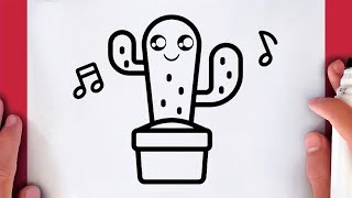 كيف ترسم الصبارة الراقصة كيوت خطوة بخطوة / رسم سهل / تعليم الرسم للمبتدئين || dancing cactus drawing