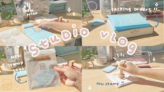 Studio Vlog ☁️🌟 Packing Orders for my Etsy Shop, New Stamp, Painting gouache prints!!