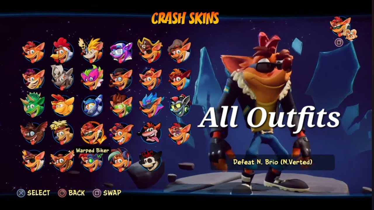 Crash Bandicoot 4: It's About Time - All Skins & Outfits (Crash/Coco)