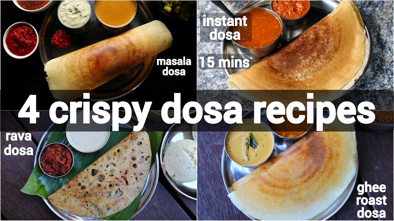 4 must try crispy dosa recipes for morning breakfast | easy & tasty dosa recipes | healthy dosa | Hebbar | Hebbars Kitchen