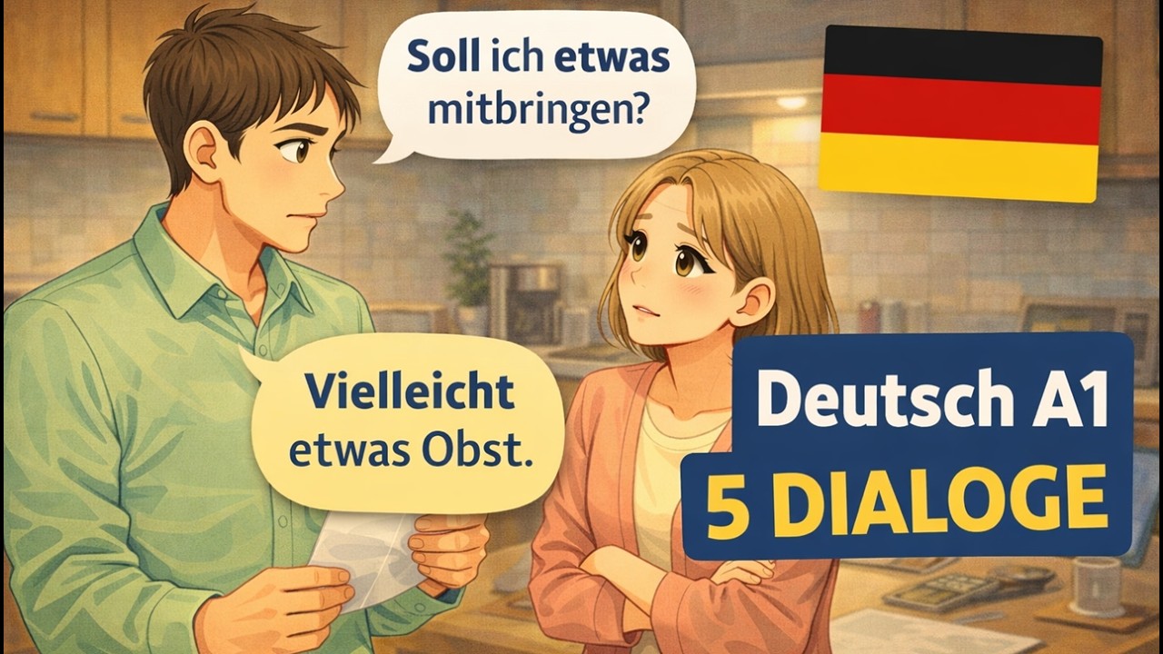 Немецкий для начинающих A1 — 5 ДЛИННЫХ бытовых диалогов.  Разговорный немецкий.