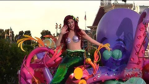 Mickey's Soundsational Parade shot high above Main Street USA at Disneyland
